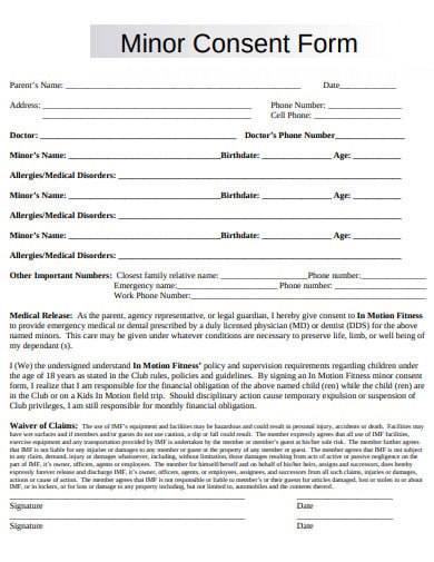 minor consent form template