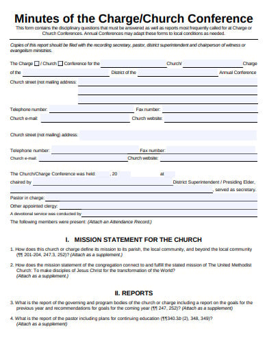 minutes of the charge church conference report template