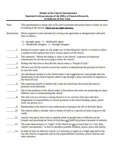 models-of-church-questionnaire-template