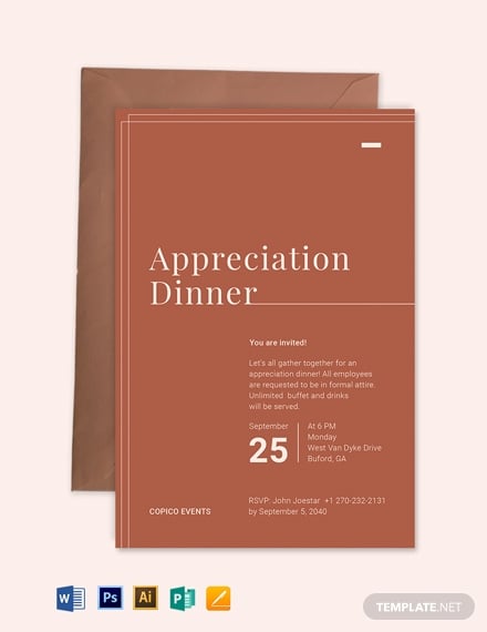 modern appreciation dinner invitation template
