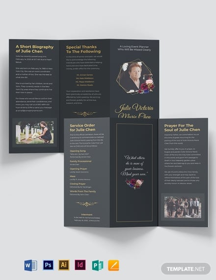 modern funeral service tri fold brochure
