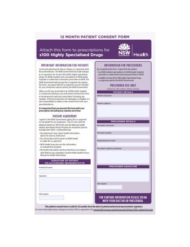month patient consent form template