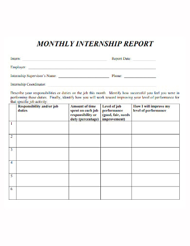 monthly-internship-weekly-report-template