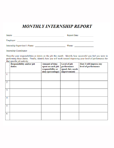 11+ Internship Weekly Report Templates in PDF | DOC