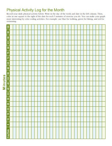 monthly physical activity log template