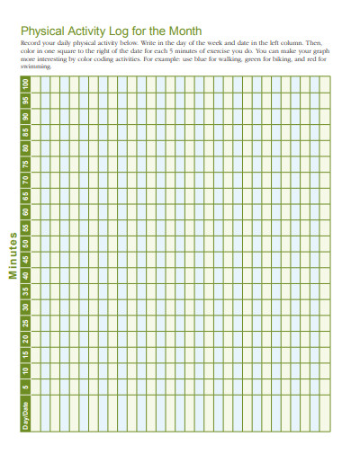 monthly physical activity log template