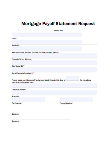 mortagage payoff statement form template