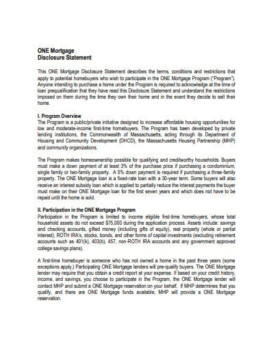 mortgage disclosure statement