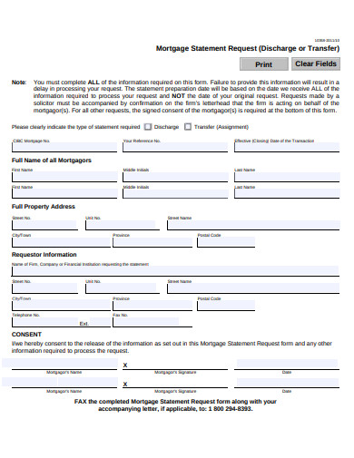 mortgage statement request