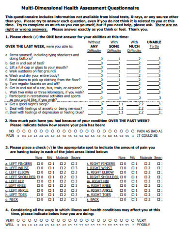 multi dimensional health assessment questionnaire