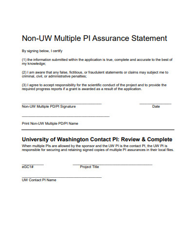 multiple-pi-assurance-statement