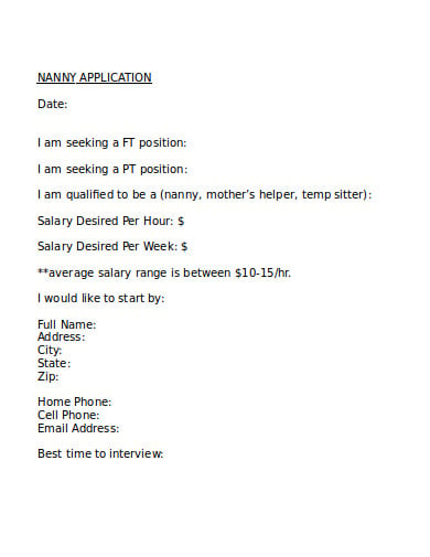 nanny employment application