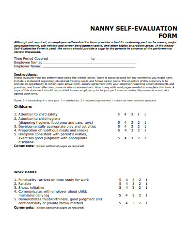 nanny-self-evaluation-form-template