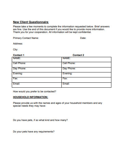 26+ Client Questionnaire Templates in PDF | MS Word