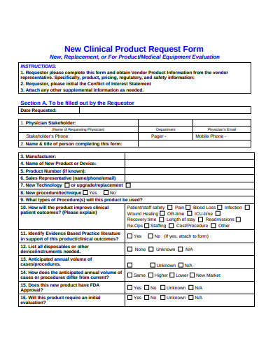 new clinical product request form in pdf