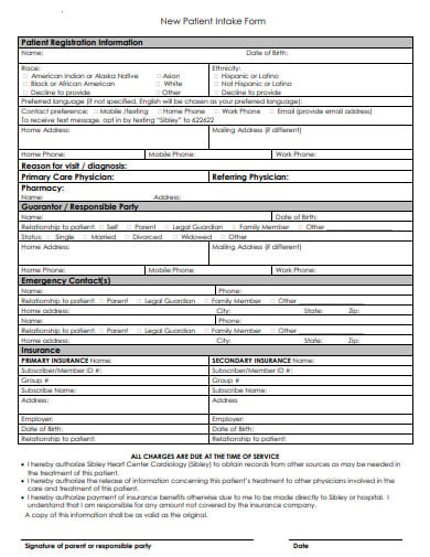 new patient intake form template