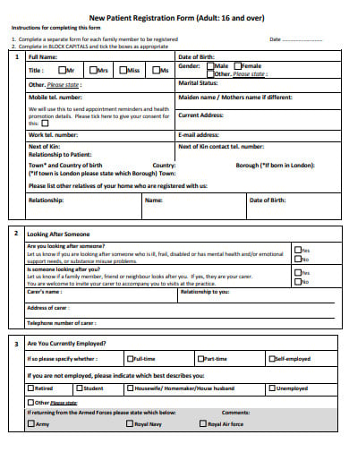 new patient registration form template