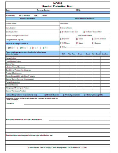 new product evaluation form template