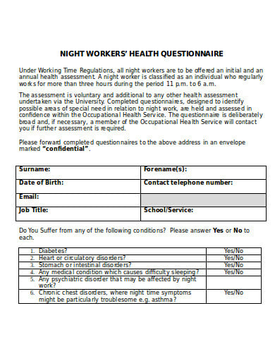 night-workers-initial-health-questionnaire-template