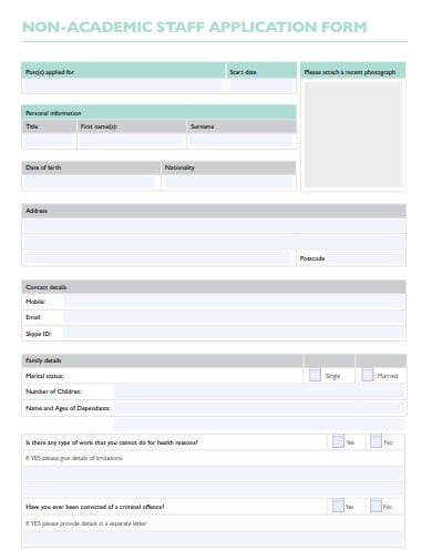 non academic staff application form