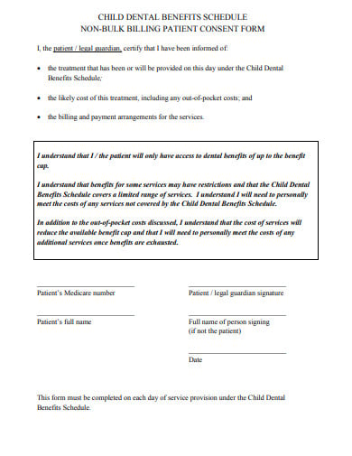 non bulk billing patient consent form template