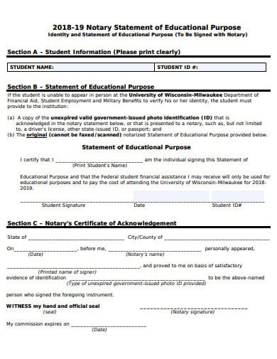 notary statement for education