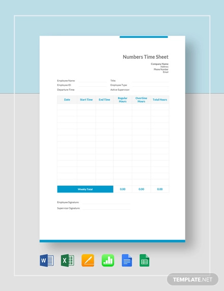 Numbers Timesheet Template – 17+ Free Sample, Example Format Download