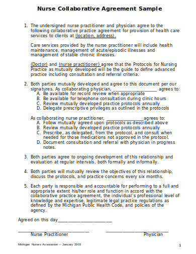 Nurse Practitioner Collaborative Agreement Template TUTORE ORG 