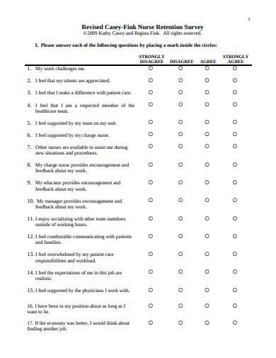sample questionnaire for nursing research