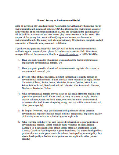 nurses survey on environmental health