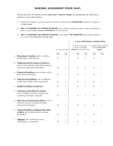 nursing assessment form example