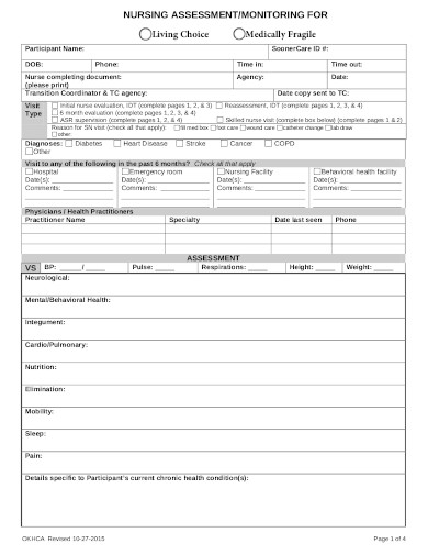 21+ Nursing Assessment Form Templates - PDF, DOC