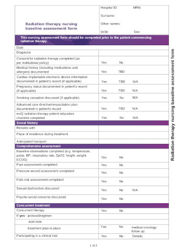 nursing baseline assessment form template