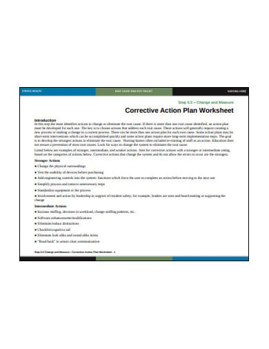 nursing home corrective action plan worksheet template