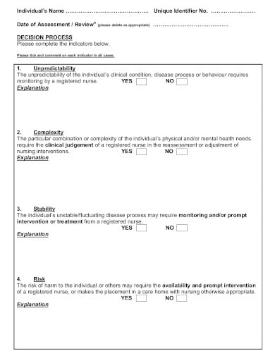 nursing needs assessment form template