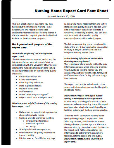 nursing report card fact sheet