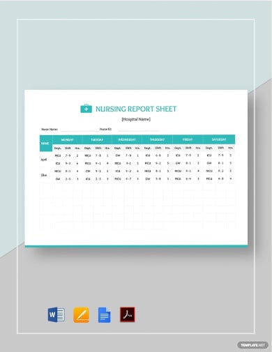 nursing report sheet