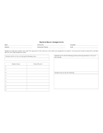 10+ Nursing Student Assignment Sheet Templates in PDF | Word