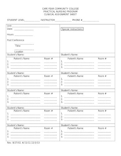 nursing staffing assignment and sign in sheet pdf