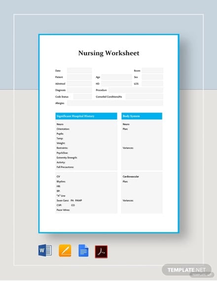 nursing worksheet template