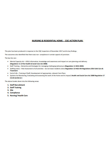 nursing and residential home action plan template