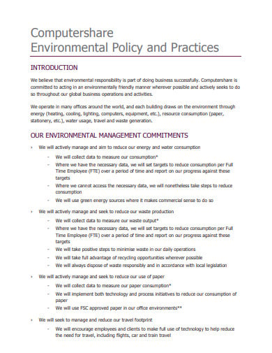 office computer share environmental policy template