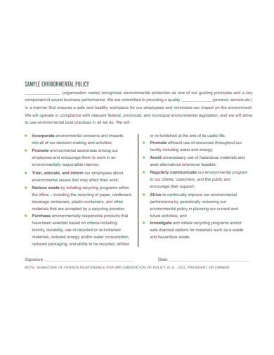 office environmental policy template