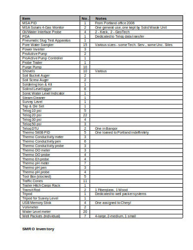 office equipment inventory template in doc