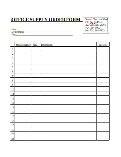 FREE 10+ Supply Order Form Templates in PDF | MS Word