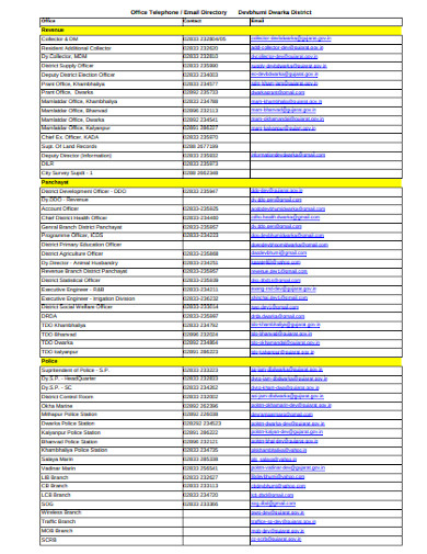 11+ Office Directory Templates in PDF | Word