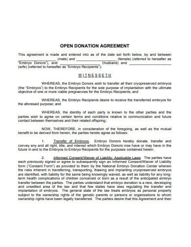 open donation agreement