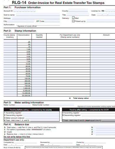 order invoice for real estate