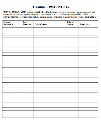 Free Customer Complaint Log Template Printable Templates