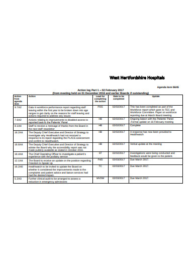 outstanding board action log template